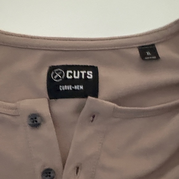 New Cuts Men's Tan Henley Shirt - Picture 4 of 4